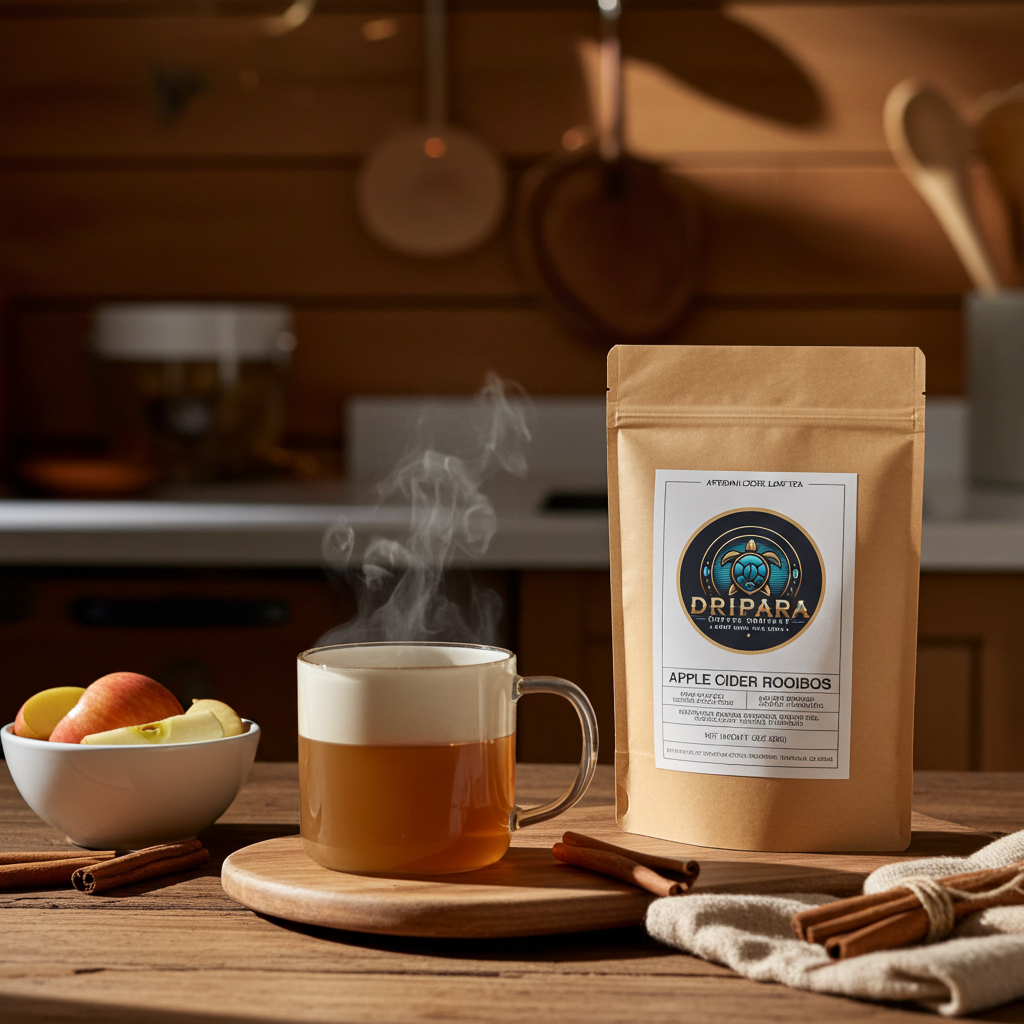 apple cider rooibos tea loose leaf caffeine free herbal tea cozy kitchen mug Dripara Coffee