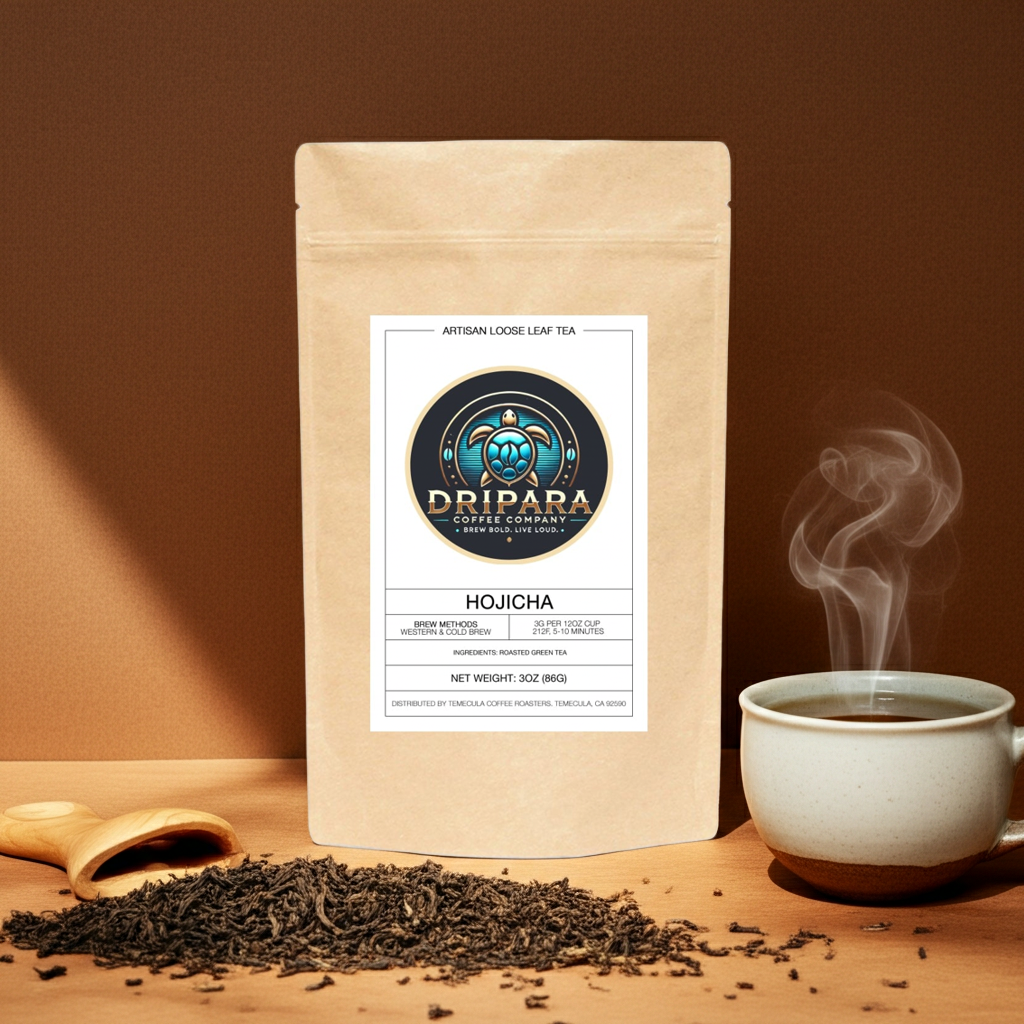 Hojicha roasted green tea powder Dripara Coffee Company premium tea pouch