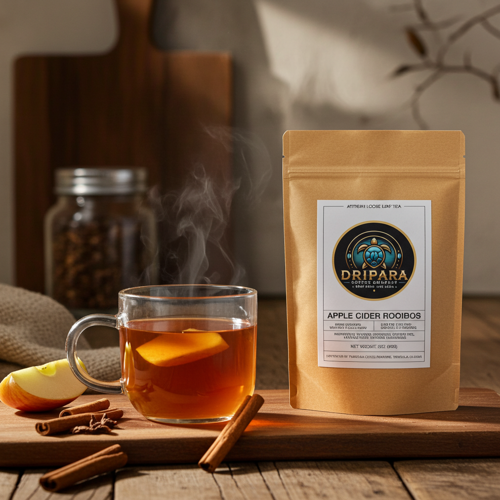 apple cider rooibos tea loose leaf caffeine free herbal tea cozy kitchen mug Dripara Coffee