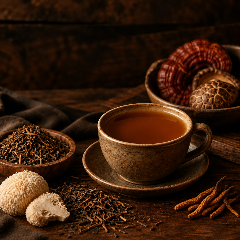 Hojicha With Mushrooms