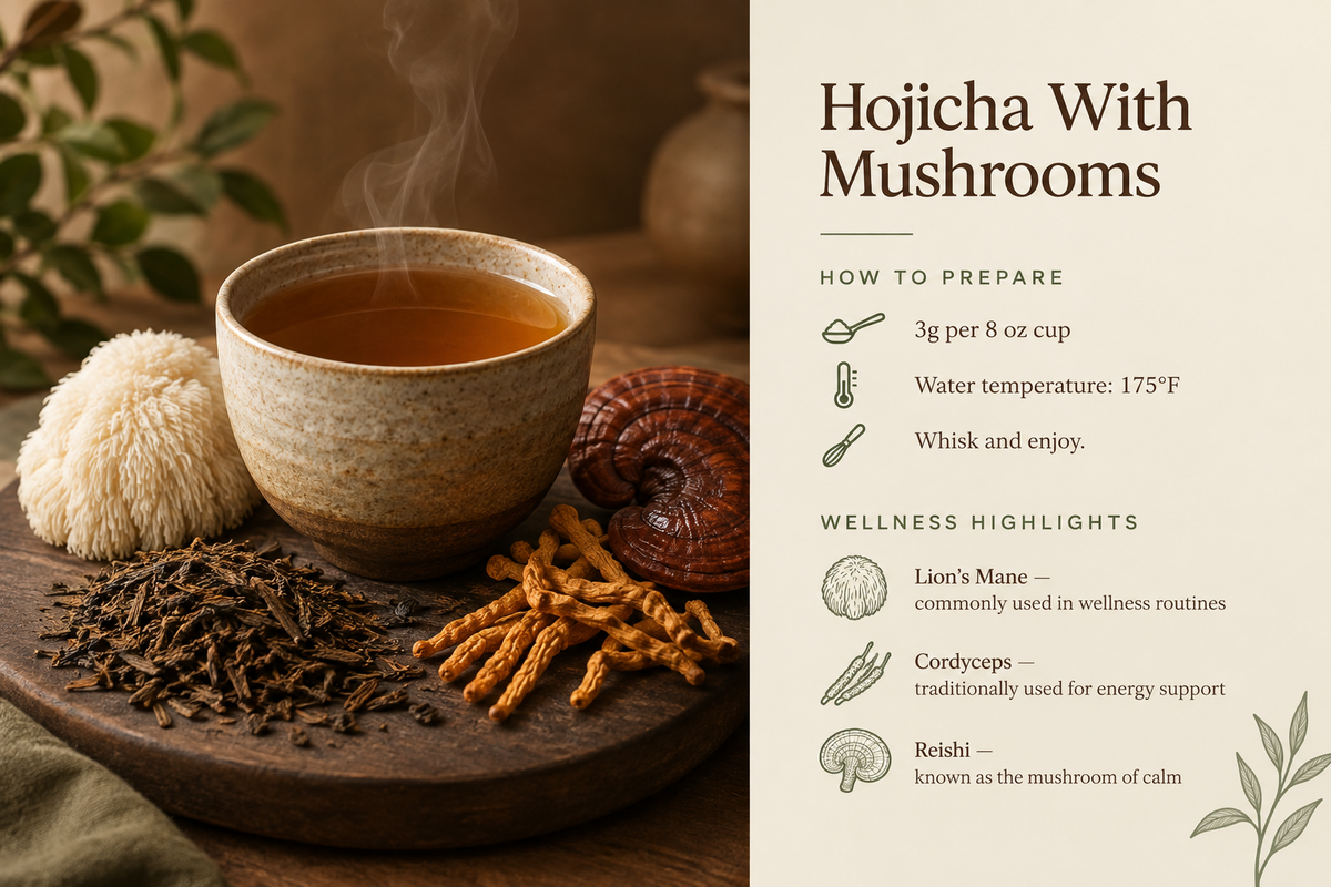 Hojicha With Mushrooms
